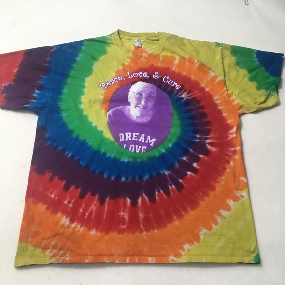 #HH Port & Company Peach Love & Cure Dream Love Tie Dye Multicolor T Shirt 2XL - Picture 1 of 8